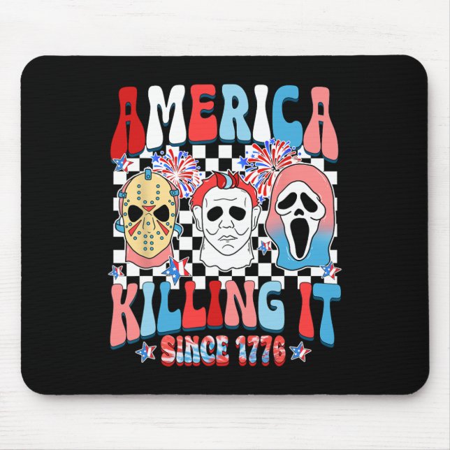 Groovy America Killing It Since 1776 Horror 4th Of Mouse Mat (Front)
