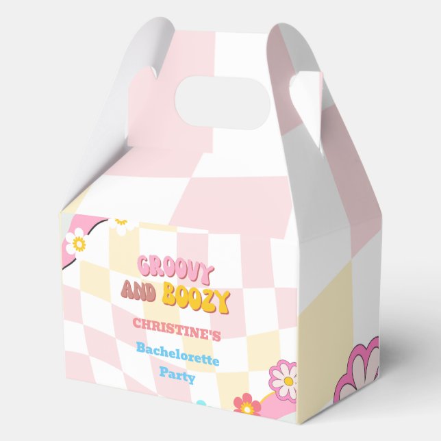 Groovy And Boozy  Bachelorette Party Decor 70'S  Favour Box (Front)