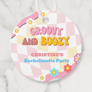 Groovy And Boozy  Bachelorette Party Decor 70'S  Favour Tags