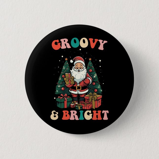 Groovy And Bright Christmas Santa Holiday Retro 6 Cm Round Badge (Front)