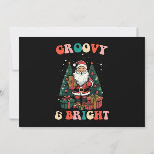 Groovy And Bright Christmas Santa Holiday Retro Invitation