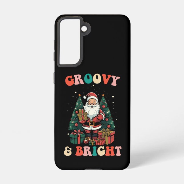 Groovy And Bright Christmas Santa Holiday Retro Samsung Galaxy S21 Case (Back)