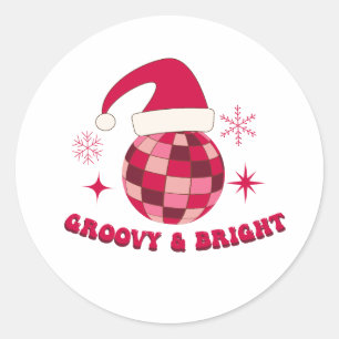 Groovy and Bright Disco Christmas  Classic Round Sticker