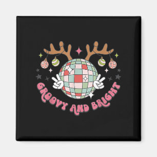 Groovy And Bright Merry Christmas Disco Ball Reind Magnet
