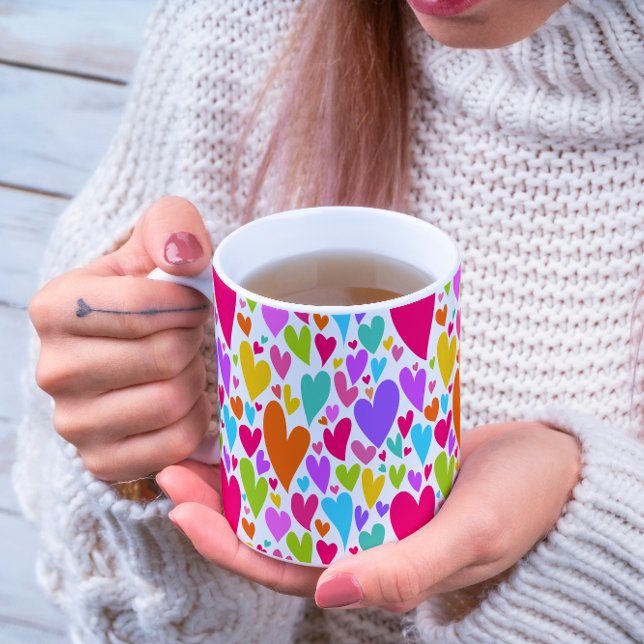 Groovy and Romantic Colourful Hearts Valentine Coffee Mug (Creator Uploaded)