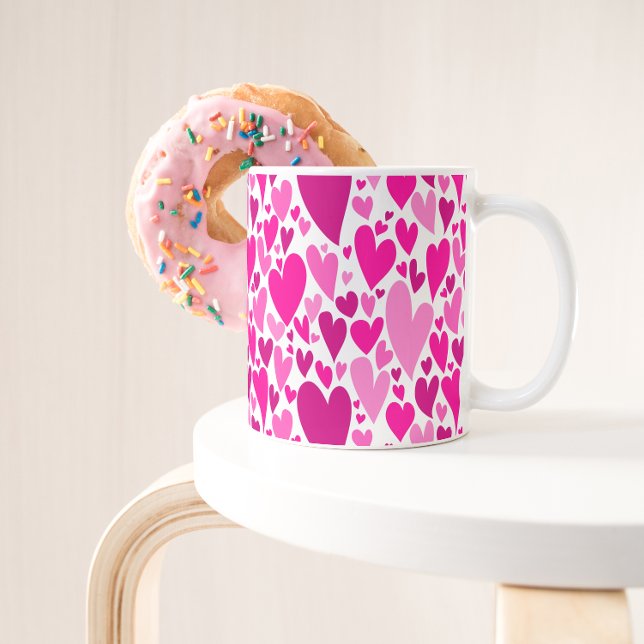 Groovy and Romantic Pink Hearts Valentine's Day Coffee Mug (Creator Uploaded)