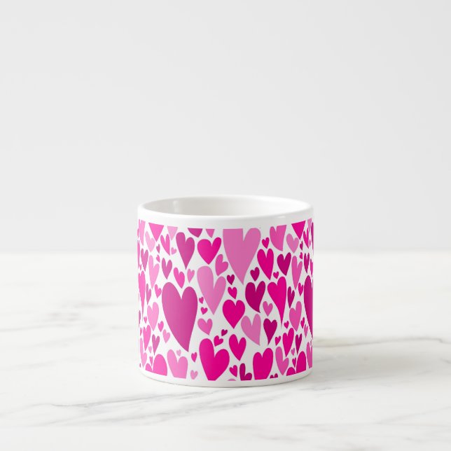 Groovy and Romantic Pink Hearts Valentine's Day Espresso Cup (Front)