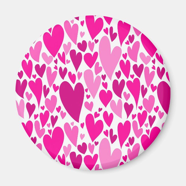 Groovy and Romantic Pink Hearts Valentine's Day Magnet (Front)