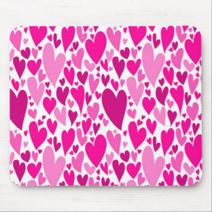 Groovy and Romantic Pink Hearts Valentine's Day Mouse Mat