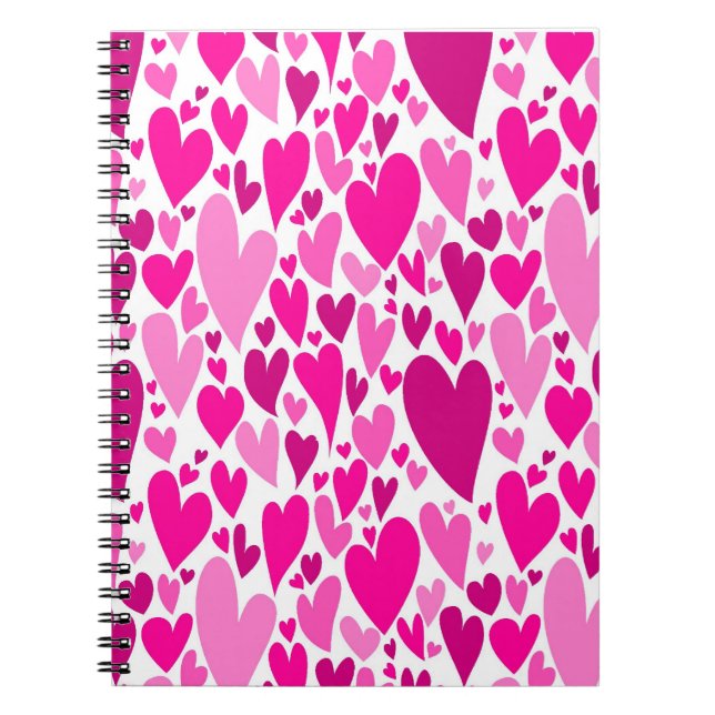 Groovy and Romantic Pink Hearts Valentine's Day Notebook (Front)