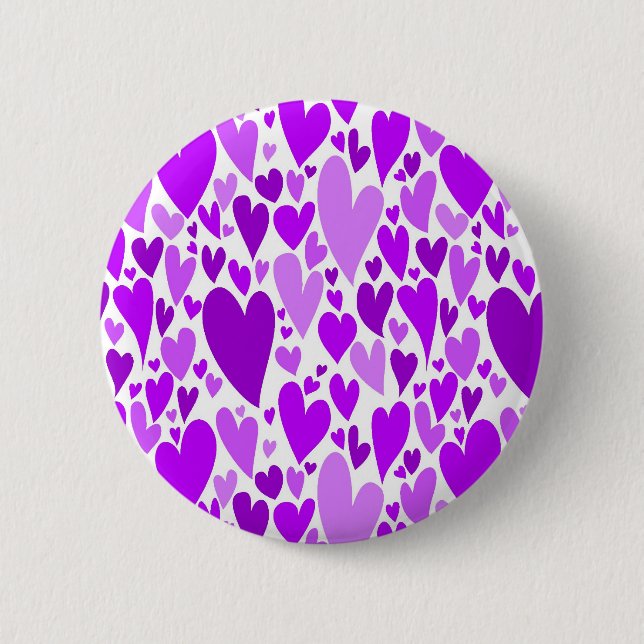 Groovy and Romantic Purple Hearts Valentine's Day 6 Cm Round Badge (Front)