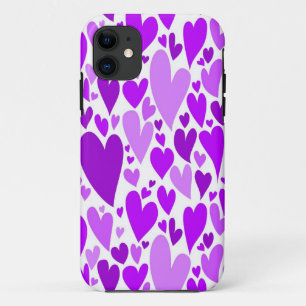 Groovy and Romantic Purple Hearts Valentine's Day iPhone 11 Case