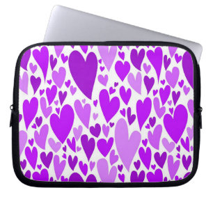 Groovy and Romantic Purple Hearts Valentine's Day Laptop Sleeve