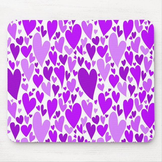 Groovy and Romantic Purple Hearts Valentine's Day Mouse Mat (Front)