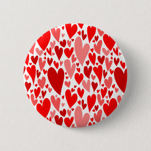 Groovy and Romantic Red Hearts Valentine's Day 6 Cm Round Badge