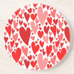 Groovy and Romantic Red Hearts Valentine's Day Coaster