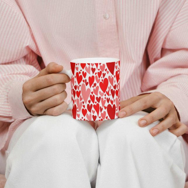 Groovy and Romantic Red Hearts Valentine's Day Coffee Mug (Creator Uploaded)