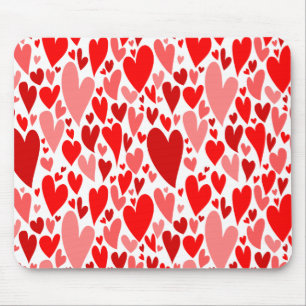 Groovy and Romantic Red Hearts Valentine's Day Mouse Mat