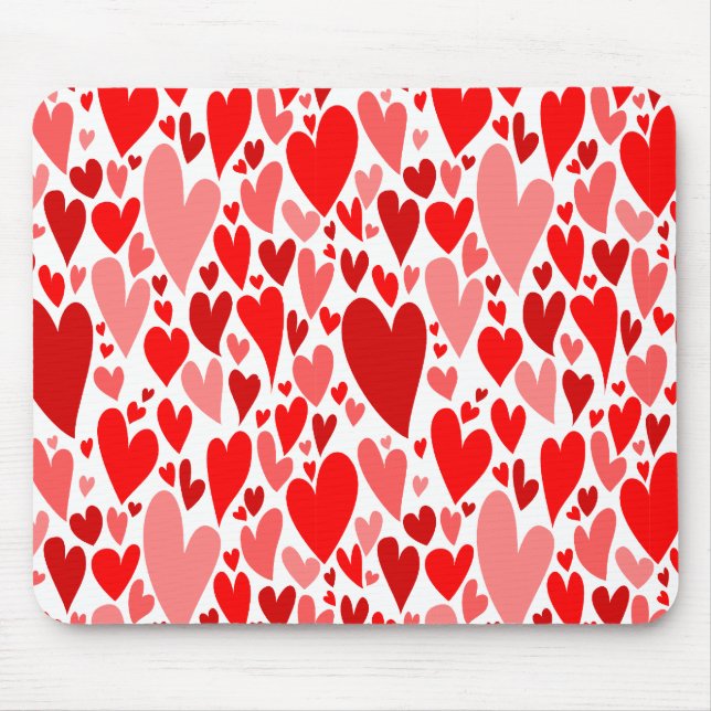 Groovy and Romantic Red Hearts Valentine's Day Mouse Mat (Front)