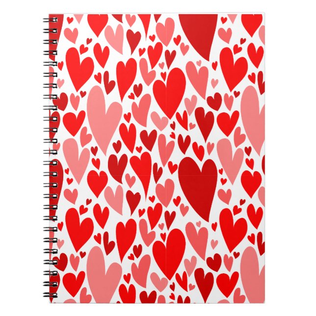 Groovy and Romantic Red Hearts Valentine's Day Notebook (Front)