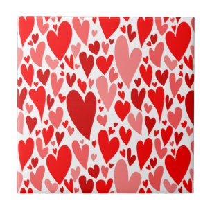 Groovy and Romantic Red Hearts Valentine's Day Tile