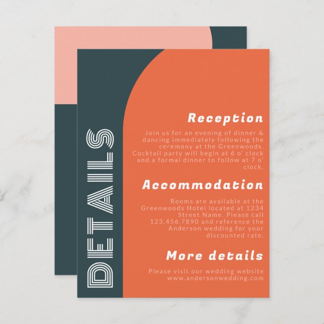 Groovy Arch Retro Wedding Details | Bright Orange (Front/Back)