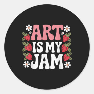 Groovy Art Is My Jam Retro Funny Art Teacher Straw Classic Round Sticker