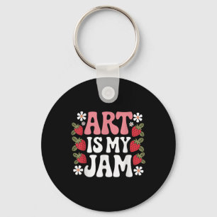 Groovy Art Is My Jam Retro Funny Art Teacher Straw Key Ring