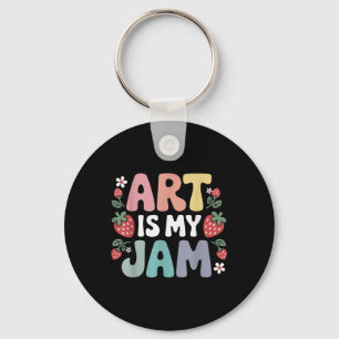 Groovy Art Is My Jam Retro Funny Art Teacher Straw Key Ring