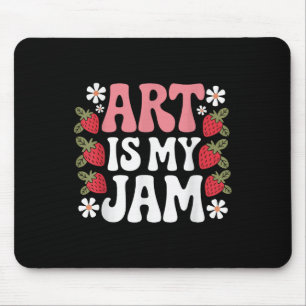 Groovy Art Is My Jam Retro Funny Art Teacher Straw Mouse Mat