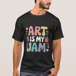 Groovy Art Is My Jam Retro Funny Art Teacher Straw T-Shirt