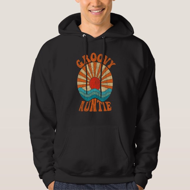 Groovy Auntie 70s Aesthetic Nostalgia 1970's Retro Hoodie (Front)