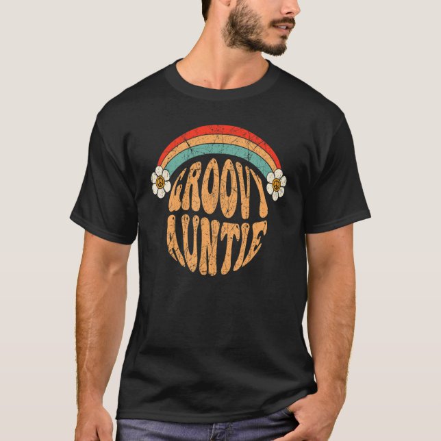 Groovy Auntie 70s Aesthetic Nostalgia 1970's Retro T-Shirt (Front)