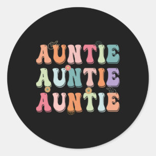 Groovy Auntie Family Matching Mother's Day Party F Classic Round Sticker