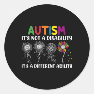 Groovy Autism Awareness Month Sunflower Different Classic Round Sticker
