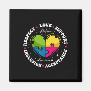 Groovy Autism Awareness Respect Love Support Blue Magnet