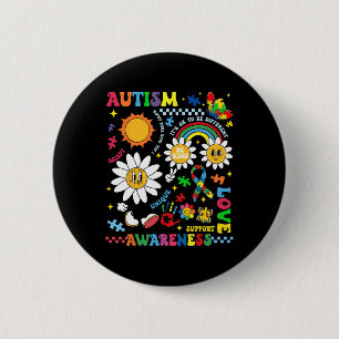 Groovy Autism Awareness Unique Love Support Puzzle 6 Cm Round Badge