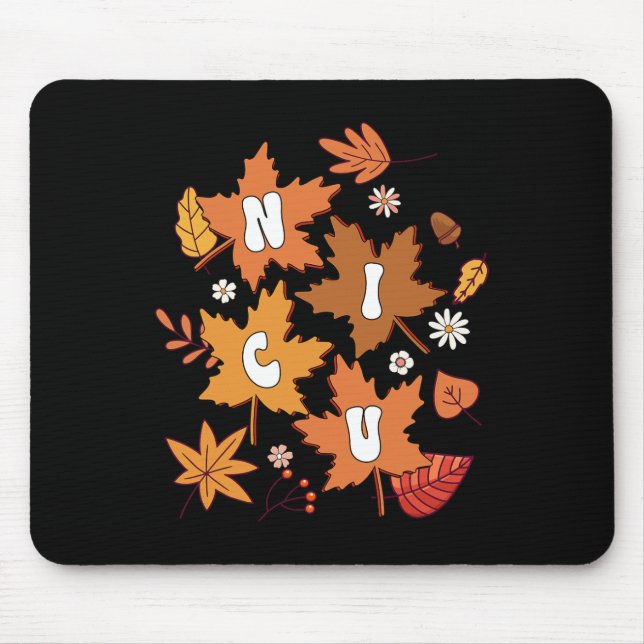 Groovy Autumn NICU Nurse Maple Leaf Fall Vibes Dai Mouse Mat (Front)
