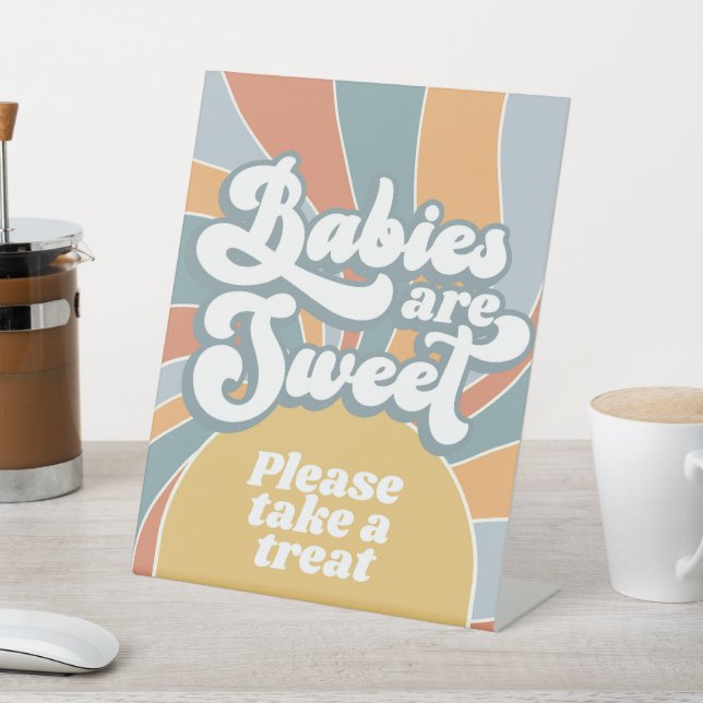 Groovy Babies are Sweet Please Take A Treat Shower Pedestal Sign (In SItu)