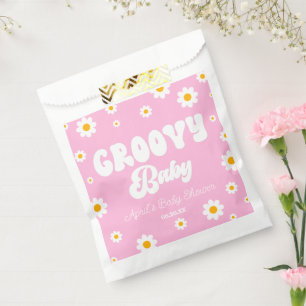 Groovy Baby Daisy Flower Floral Pink Baby Shower Favour Bags