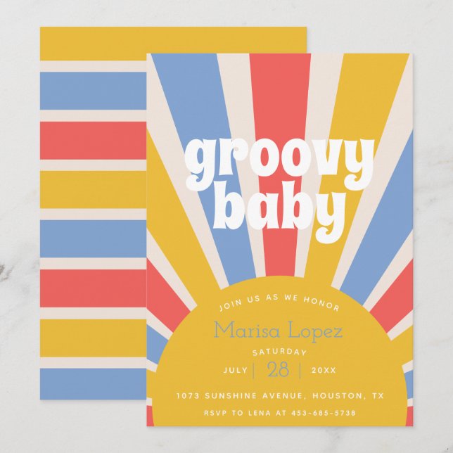 Groovy Baby Hippie Baby Shower Invitation (Front/Back)