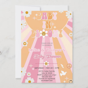 Groovy baby in bloom girl Baby Shower invite. Invitation