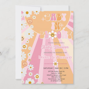 Groovy baby in bloom girl Baby Shower invite. Invitation