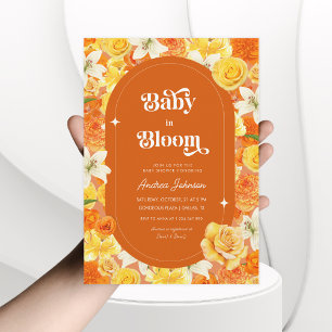 Groovy Baby in Bloom Retro Floral Baby Shower Invitation