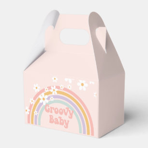 Groovy Baby Pastel Retro Rainbow with Daisies Favour Box
