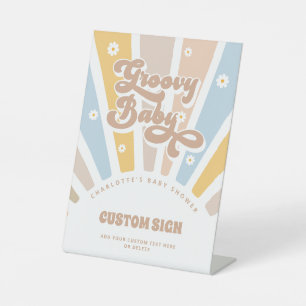 Groovy Baby Pink Retro Baby Shower Custom Sign