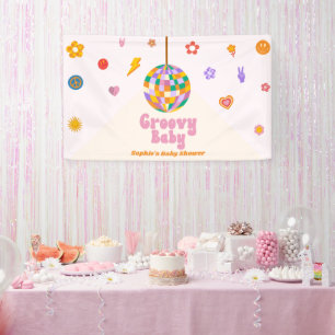 Groovy Baby Retro 70's Disco Ball Baby Shower Banner