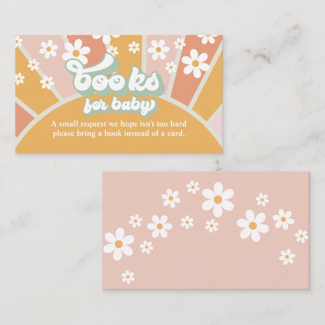 Groovy Baby Retro Baby Shower Book Request Enclosu Enclosure Card (Front/Back)