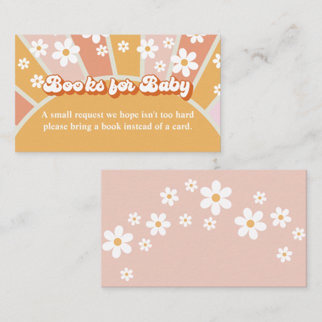 Groovy Baby Retro Baby Shower Books for Baby Enclosure Card (Front/Back)