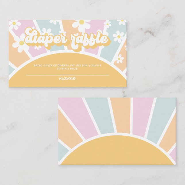 Groovy Baby Retro Baby Shower Diaper raffle Enclos Enclosure Card (Front/Back)